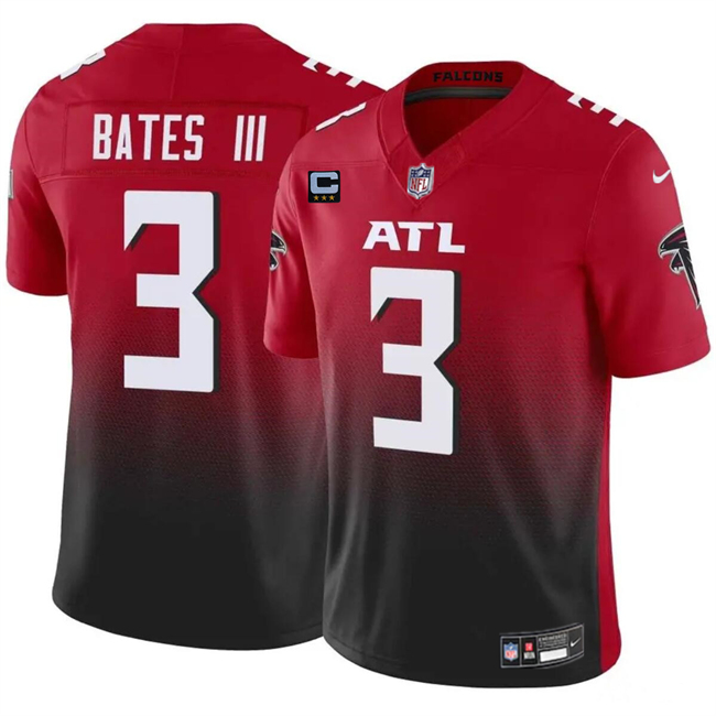 Men's Atlanta Falcons #3 Jessie Bates III Red Black 2024 F U S E With 3-Star C Patch Vapor Untouchable Limited Stitched Football Jersey