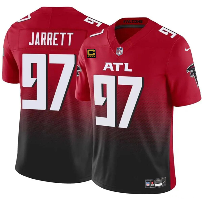 Men's Atlanta Falcons #97 Grady Jarrett Red Black 2024 F U S E With 4-Star C Patch Vapor Untouchable Limited Stitched Football Jersey