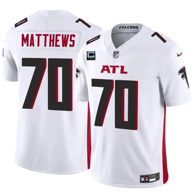 Men's Atlanta Falcons #70 Jake Matthews White 2024 F U S E With 4-Star C Patch Vapor Untouchable Limited Stitched Football Jersey