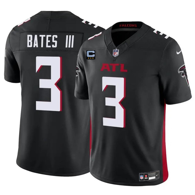 Men's Atlanta Falcons #3 Jessie Bates III Black 2024 F U S E With 3-Star C Patch Vapor Untouchable Limited Stitched Football Jersey