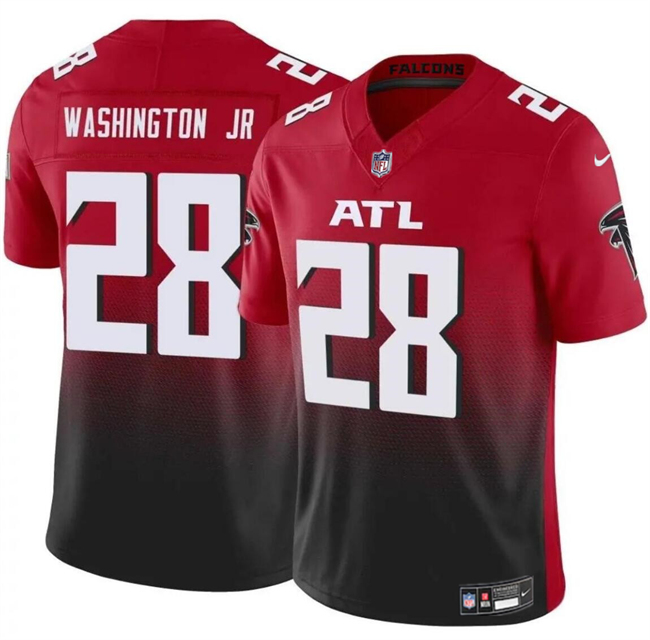 Men's Atlanta Falcons #28 Carlos Washington Jr Red Black 2024 F U S E Vapor Untouchable Limited Football Stitched Jersey