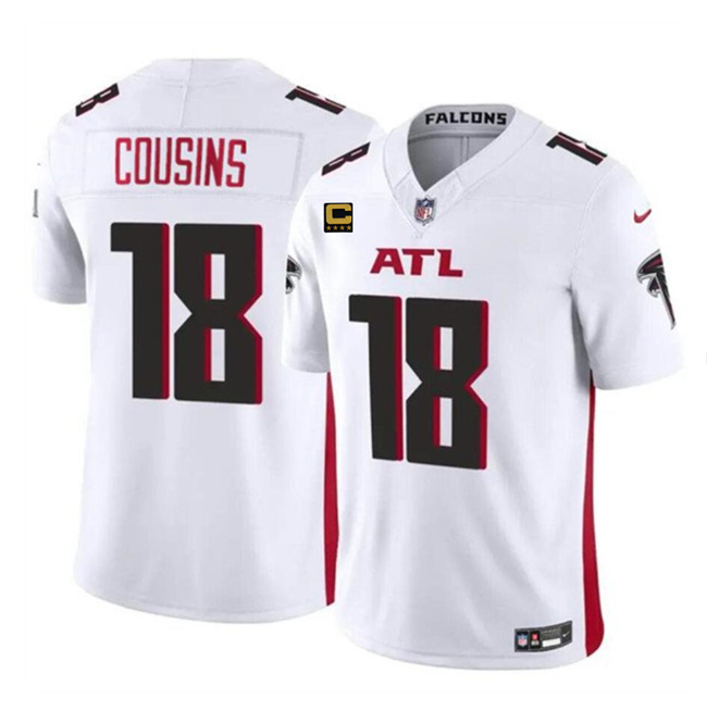 Men's Atlanta Falcons #18 Kirk Cousins White 2024 F U S E With 4-Star C Patch Vapor Untouchable Limited Stitched Football Jersey