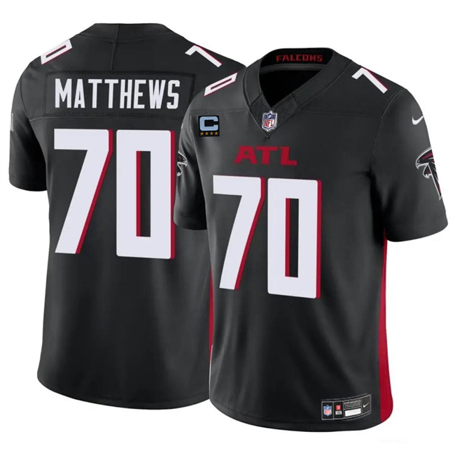 Men's Atlanta Falcons #70 Jake Matthews Black 2024 F U S E With 4-Star C Patch Vapor Untouchable Limited Stitched Football Jersey