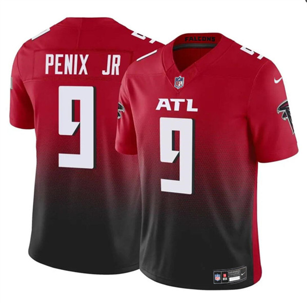 Men's Atlanta Falcons #9 Michael Penix Jr Red Black 2024 Draft F U S E  Vapor Untouchable Limited Football Stitched Jersey